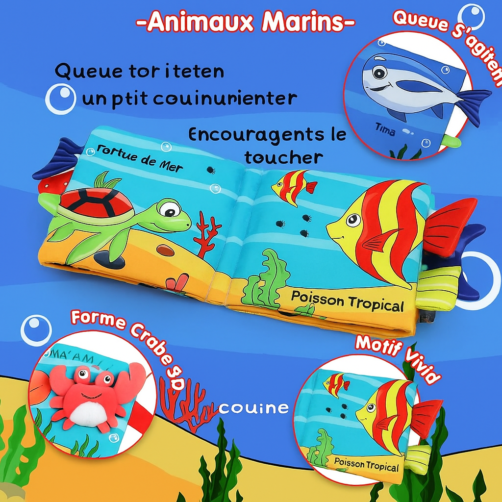 Livre bebe en tissus | Éveil Sensoriel 0-18 mois