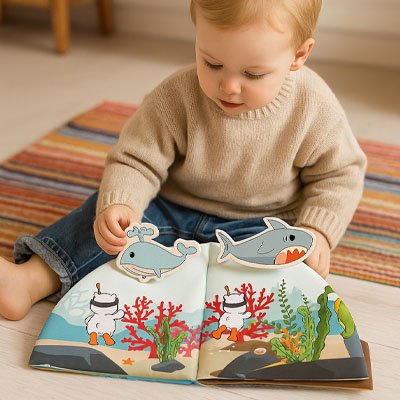 Livre bébé en tissu poisson