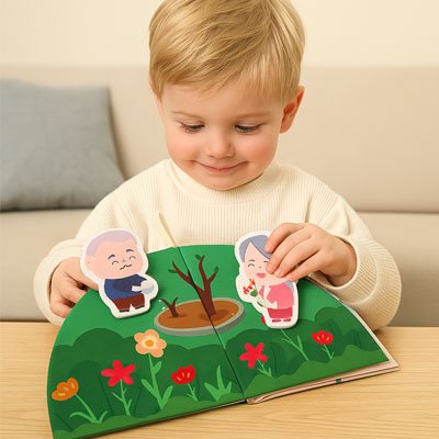 Livre bébé en tissu vert