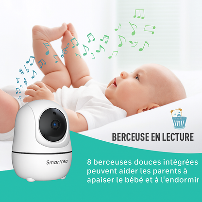 Moniteur bébé SM70 7’’ HD avec 2 caméras – Écran partagé, Zoom 4X, Audio bidirectionnel, Vision nocturne, Batterie 4000mAh