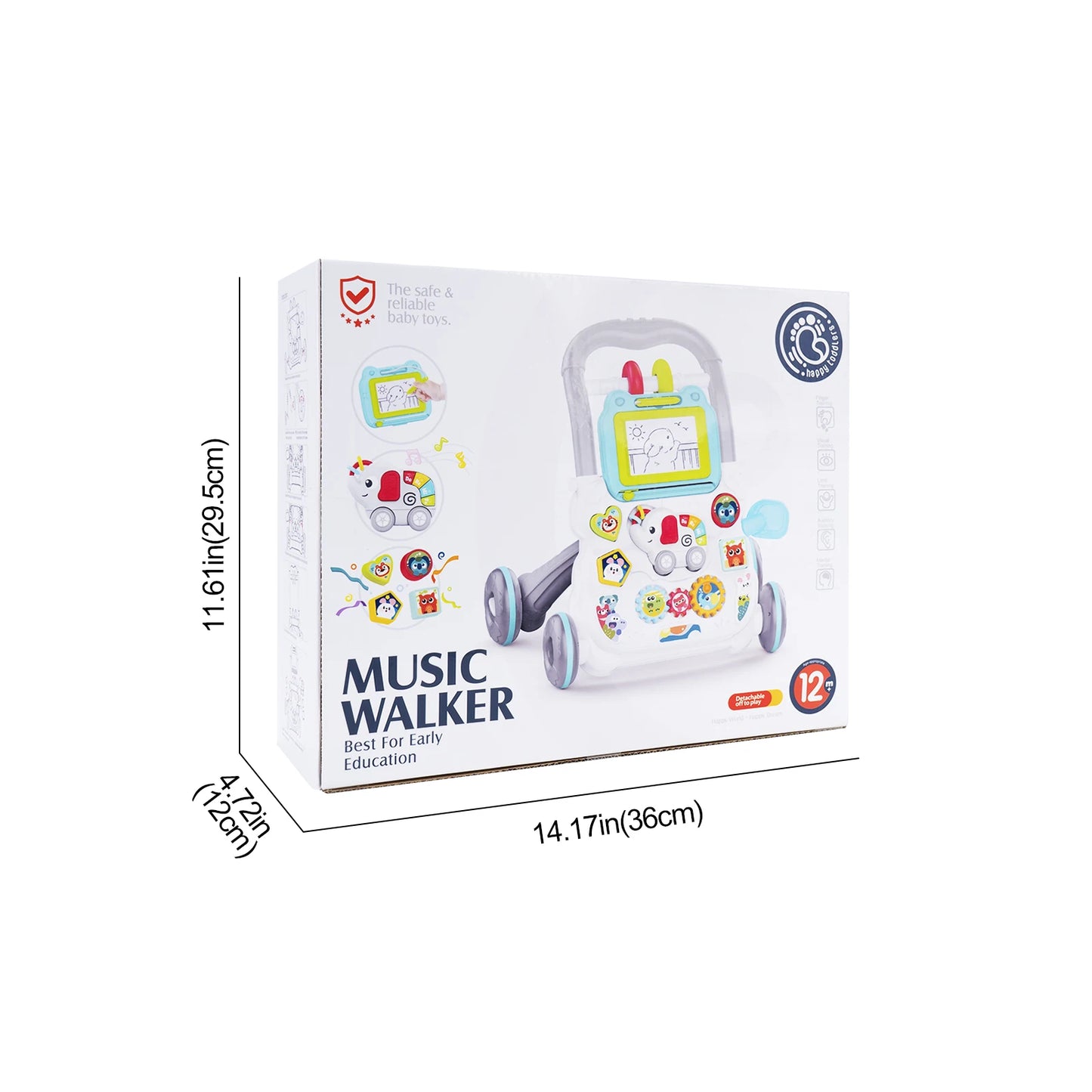 Trotteur Bébé Éducatif Musical avec Planche à Dessin