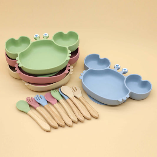 Assiette bébé crabe avec ventouse